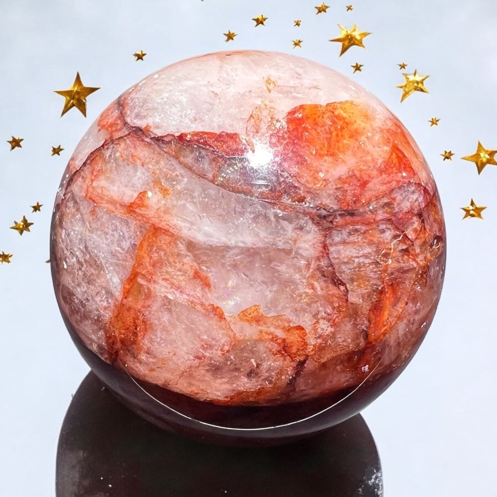 Fire Quartz Crystal‎ Marble Sphere